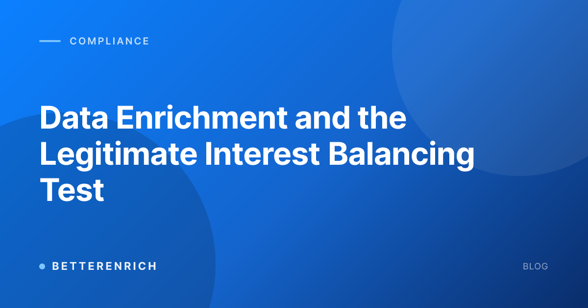 Data Enrichment and the Legitimate Interest Balancing Test